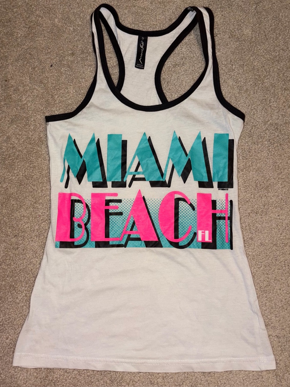 Miami Style Miami Beach Retro Tank 80s Racerback Combed Cotton S